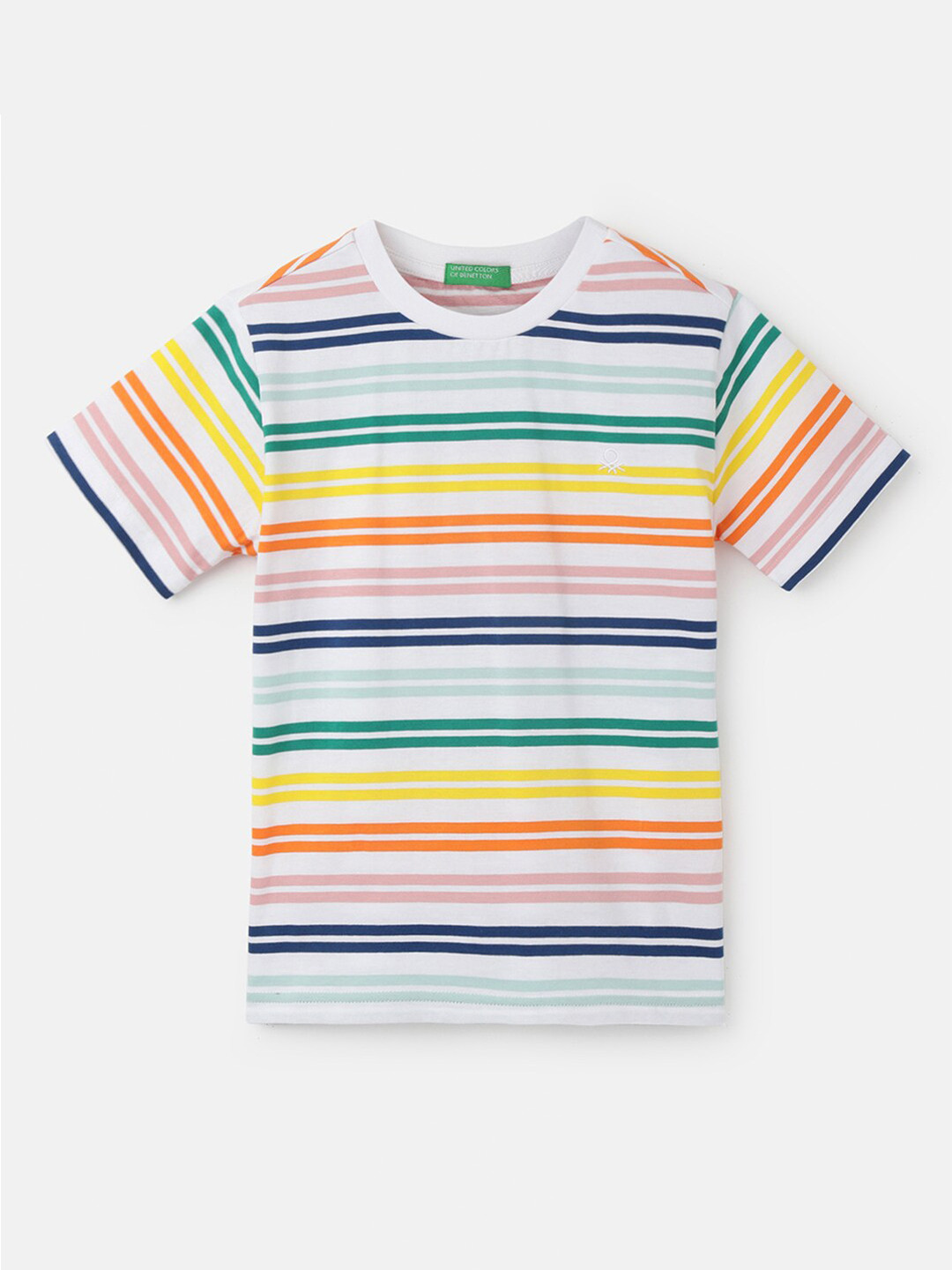 

United Colors of Benetton Boys Striped Cotton T-shirt, White