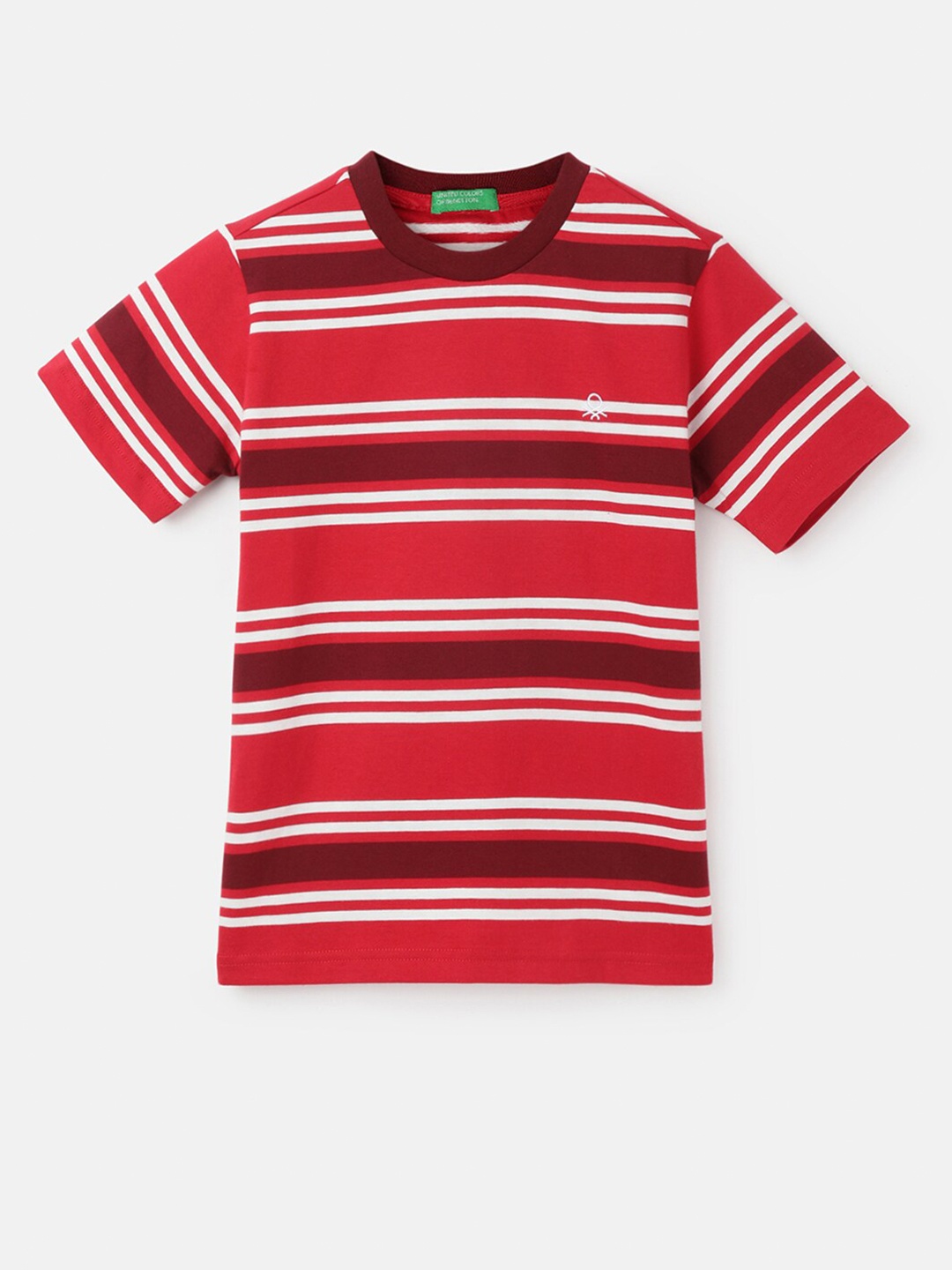 

United Colors of Benetton Boys Striped Cotton T-shirt, Red