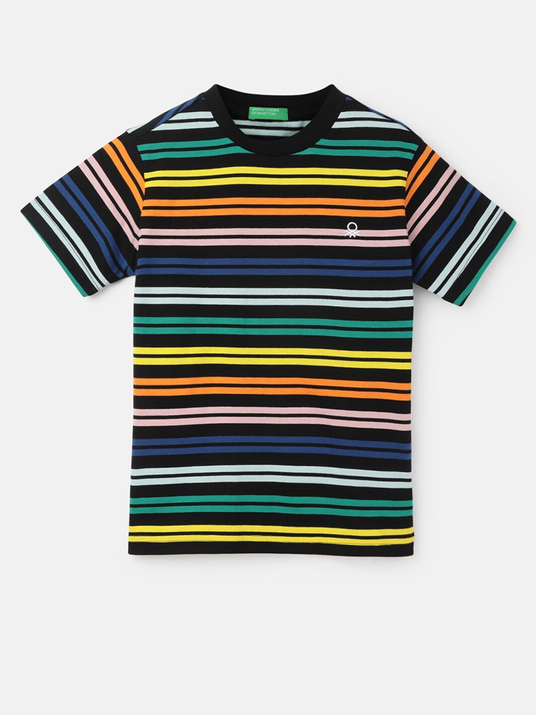 

United Colors of Benetton Boys Striped Cotton T-shirt, Black