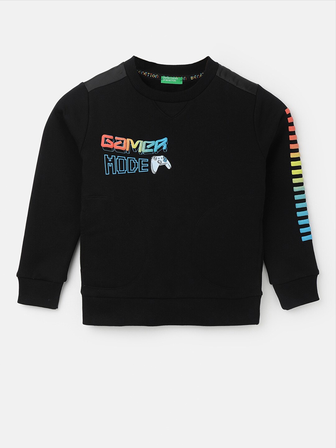 United Colors of Benetton Infant Boys Printed Long Sleeves Pullover, Black