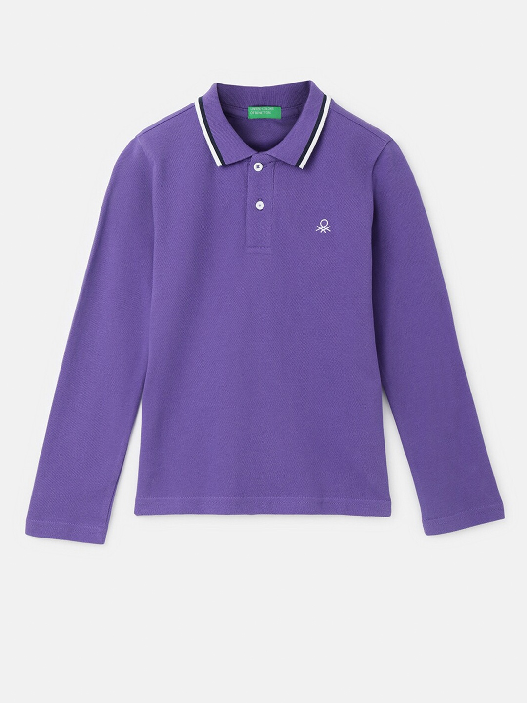 United Colors of Benetton Boys Polo Collar Cotton T-shirt, Purple