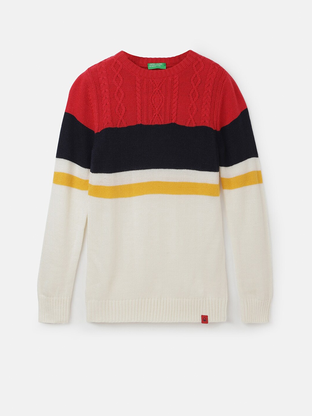 

United Colors of Benetton Boys Colourblocked Pullover, White