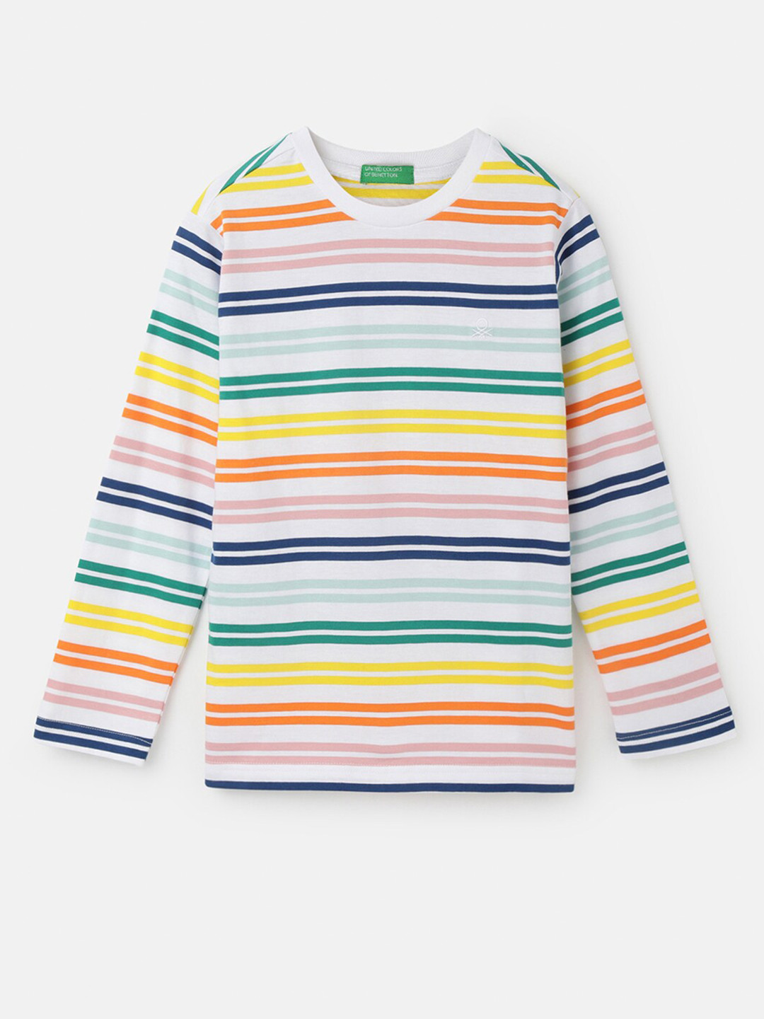 

United Colors of Benetton Boys Striped Cotton T-shirt, White