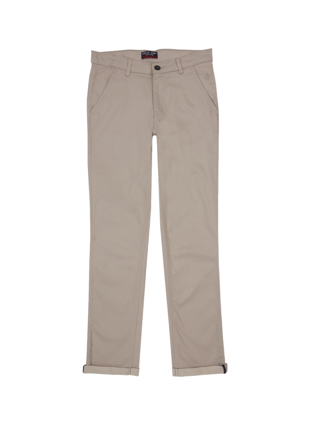 

Gini and Jony Boys Mid-Rise Cotton Trousers, Beige