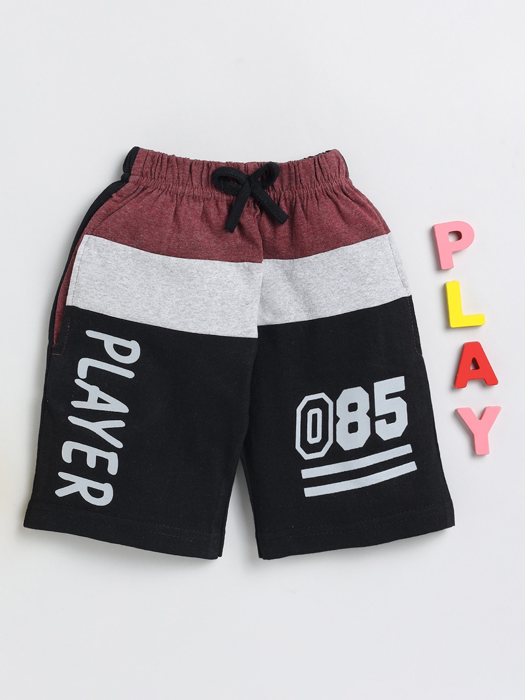 

Toonyport Boys Mid-Rise Typography Printed Casual Cotton Shorts, Black