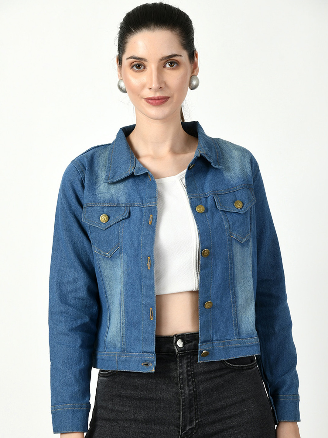 

DKGF FASHION Lightweight Washed Denim Jacket, Blue