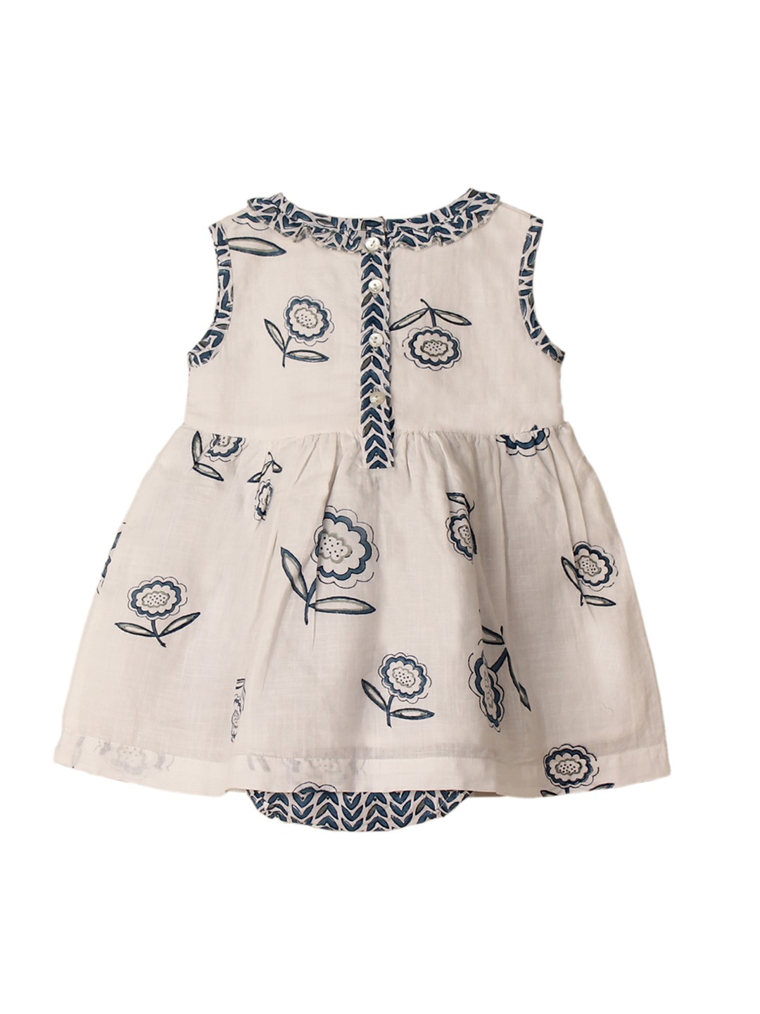 

My Little Lambs Kids Beige & Blue Printed Layered Rompers