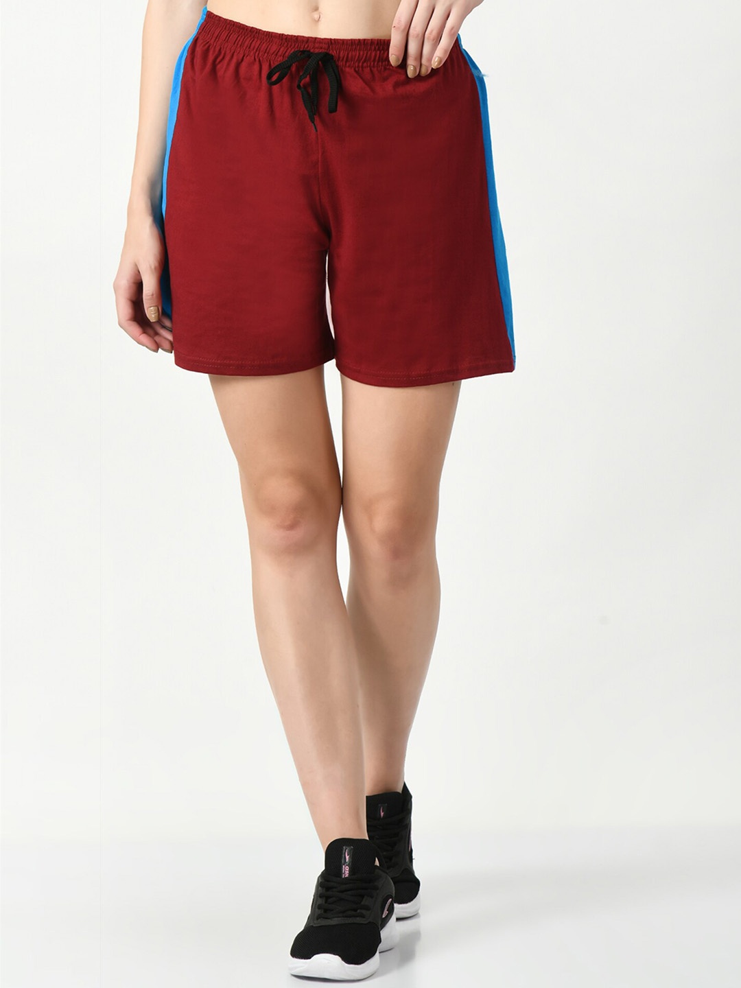 

BAESD Women High-Rise Pure Cotton Shorts, Maroon