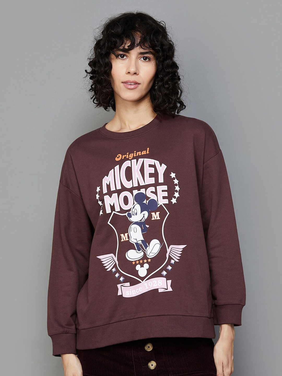 

Ginger by Lifestyle Mickey Mouse Printed Cotton Sweatshirt, Brown