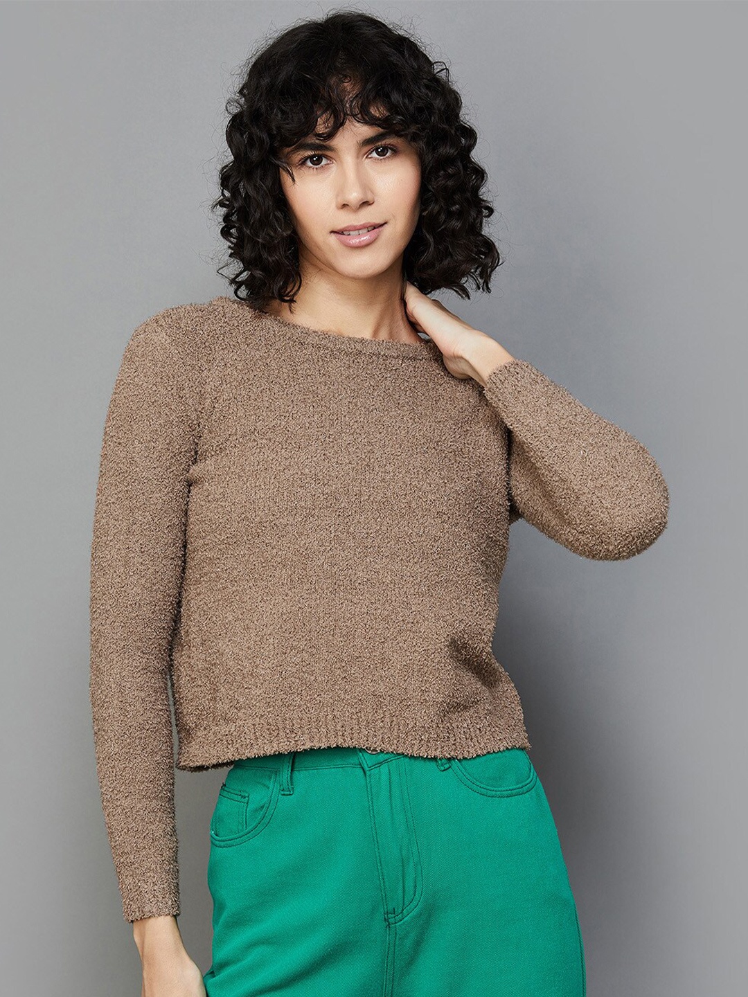 

Ginger by Lifestyle Round Neck Cotton Sweatshirt, Beige