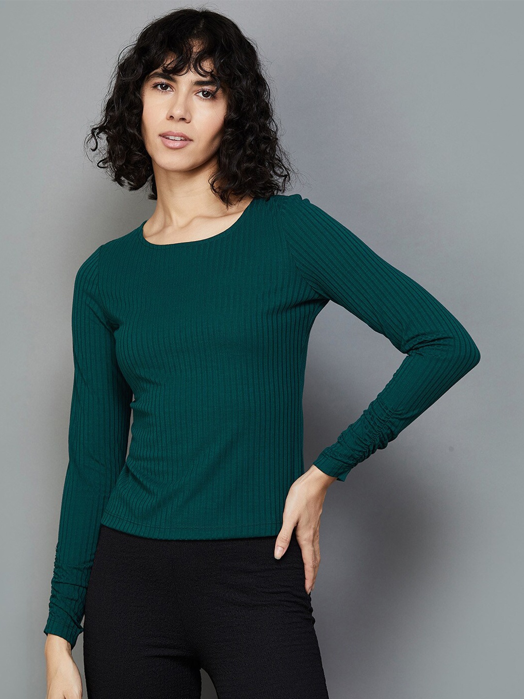 

Ginger by Lifestyle Ribbed Regular Top, Green