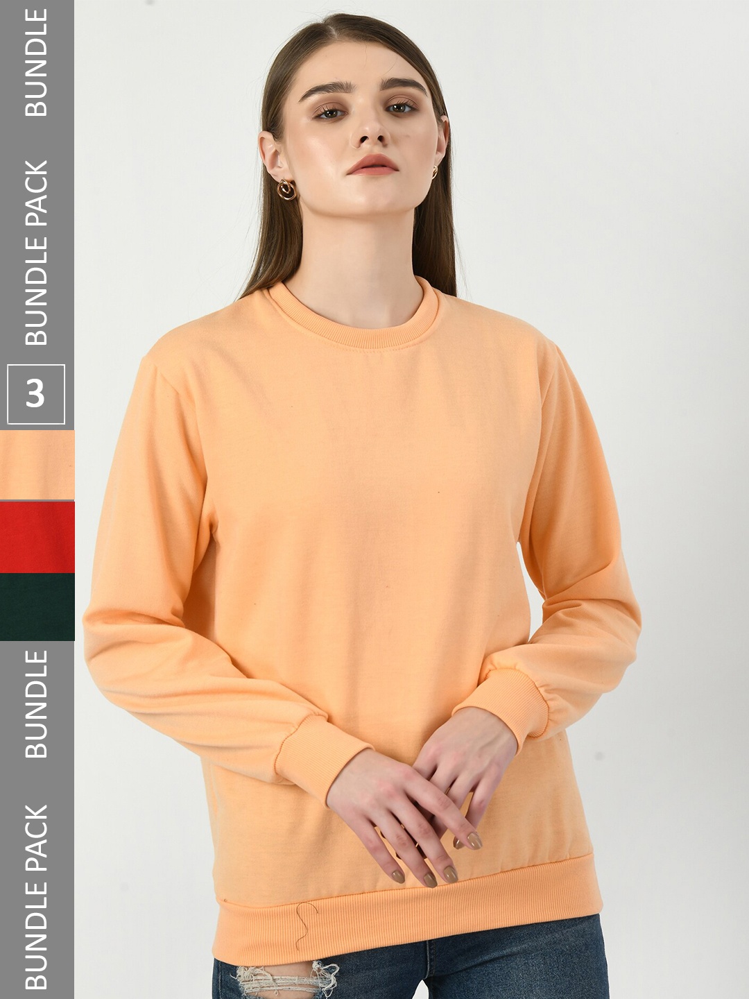 

BAESD Pack Of 3 Pure Fleece Pullover Sweatshirt, Peach