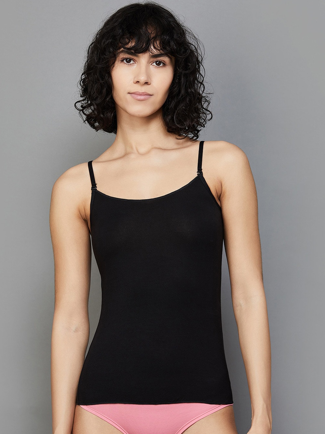 

Ginger by Lifestyle Round Neck Adjustable Straps Camisole, Black
