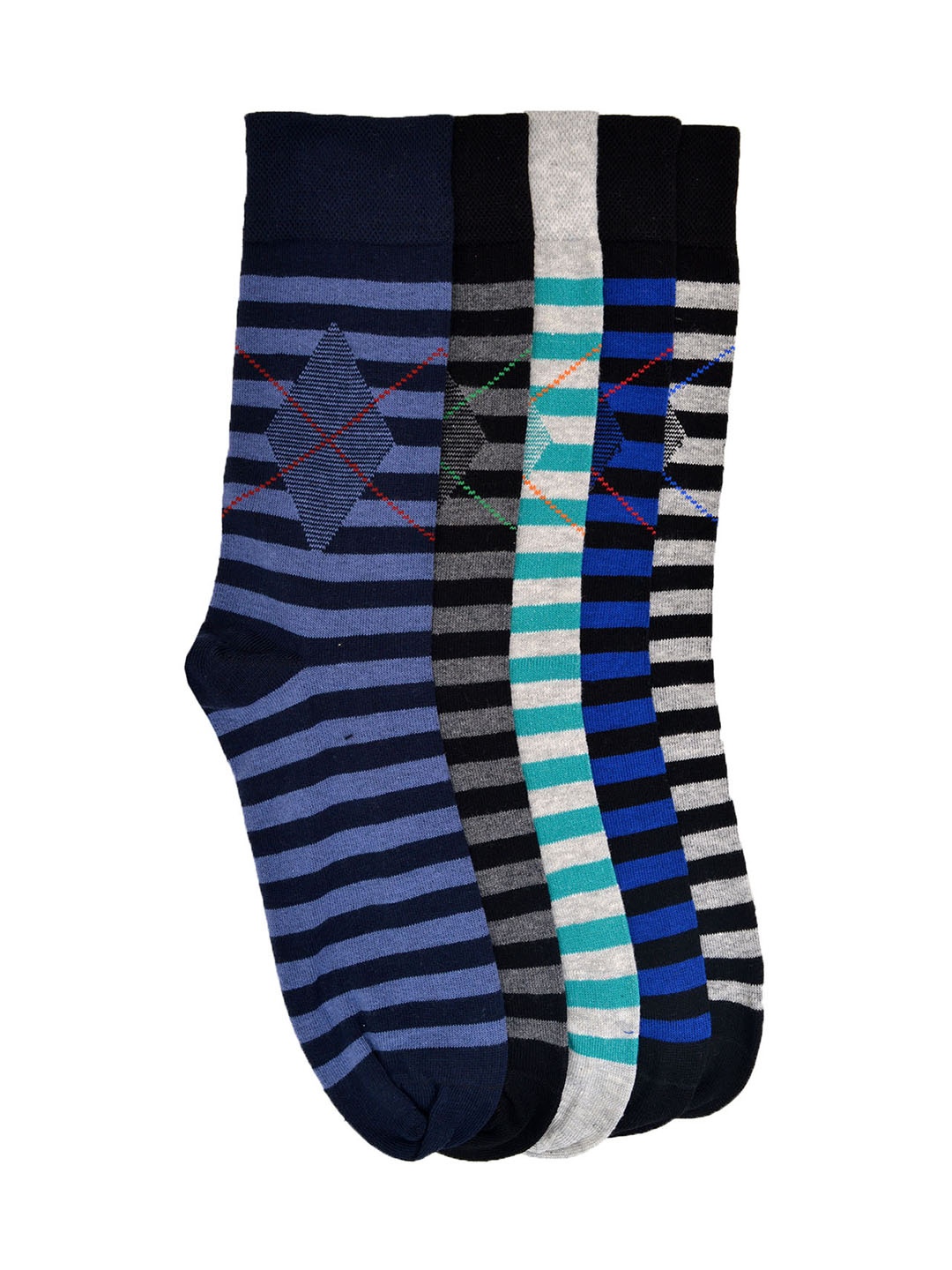 

VINENZIA Men Set of 5 Striped Above Ankle-Length Socks, Multi