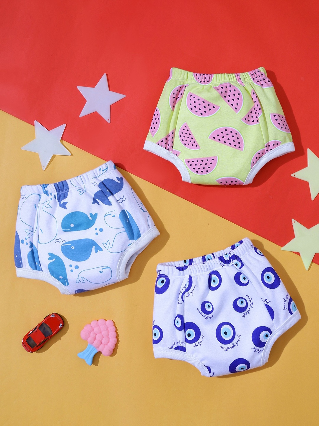 

Snugkins Pack of 3 Unisex Pure Cotton Reusable Potty Training Pants, Blue