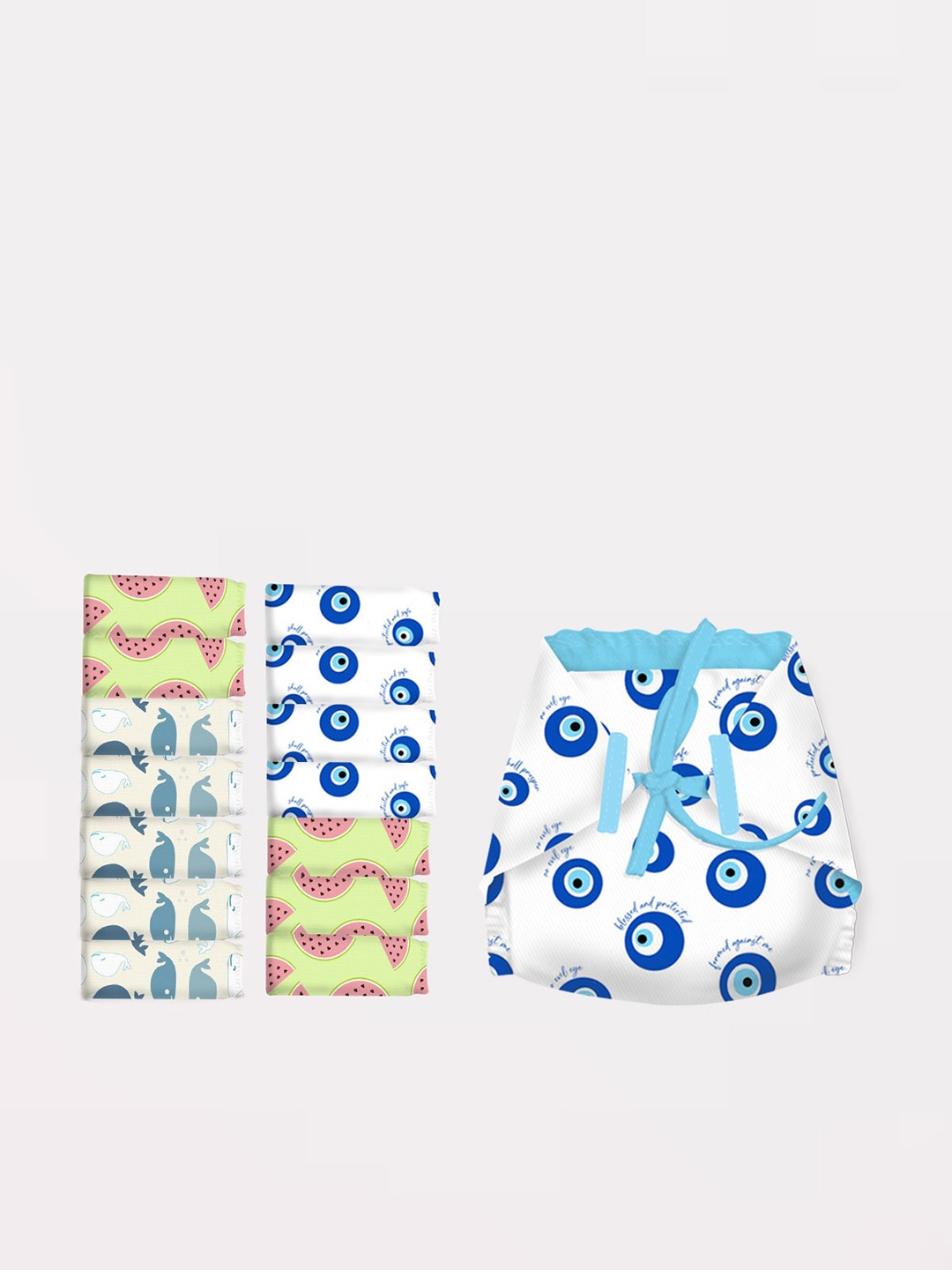 

Snugkins Set of 15 Playtime Trio Kids New Age 100% Cotton Nappies, Blue