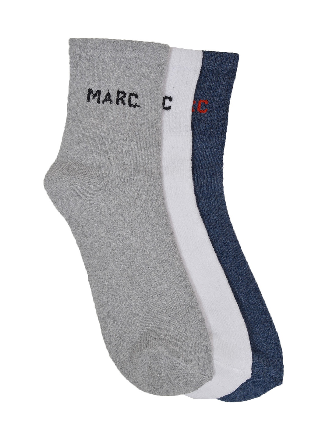 

MARC Men Set Of 3 Ankle-Length Socks, Grey melange
