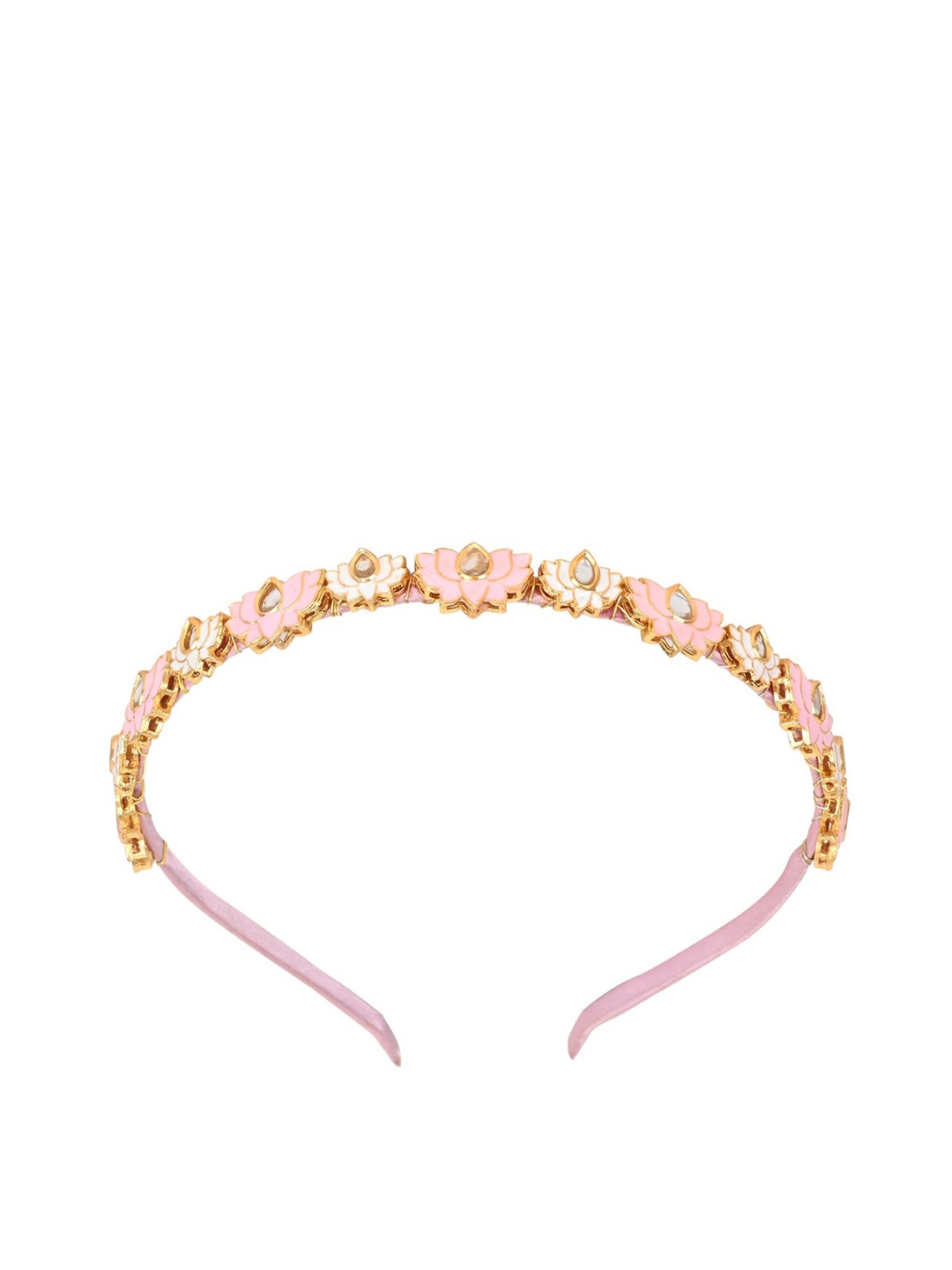 

Aye Candy Girls Lotus Embellished Kundan Studded Hairband, Pink