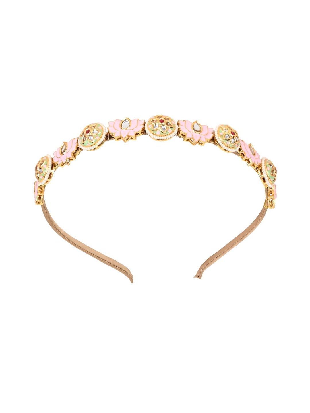 

Aye Candy Girls Kundan Stones Embellished Beaded Hairband, Pink