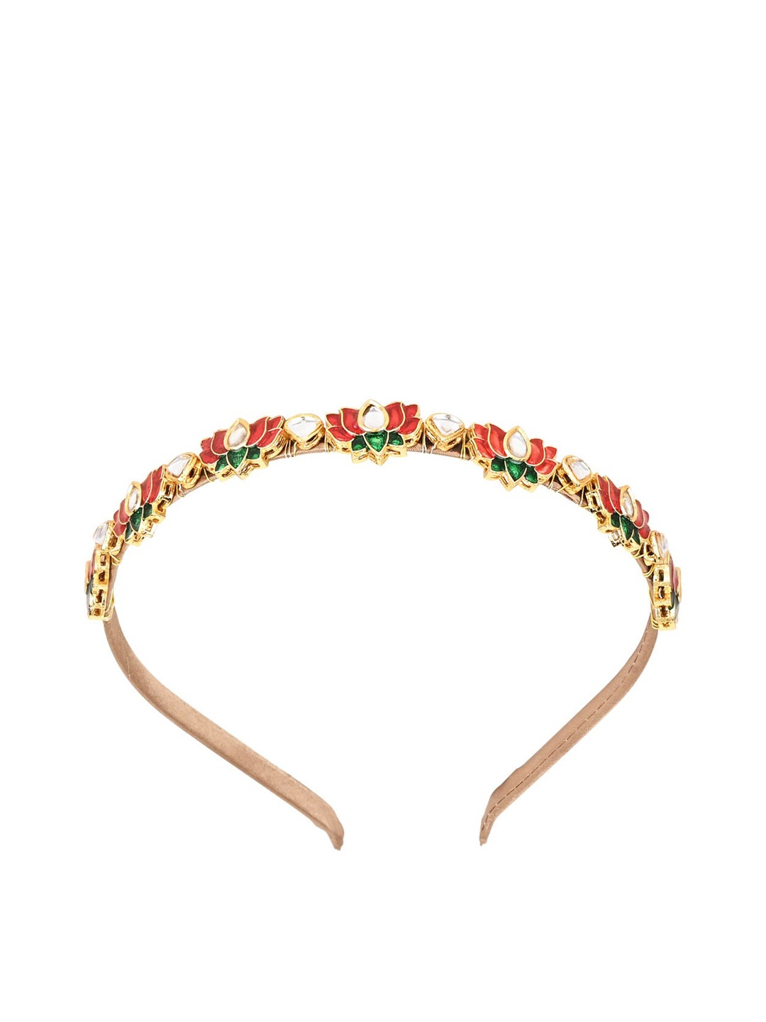 

Aye Candy Girls Lotus Embellished Kundan Studded Hairband, Red