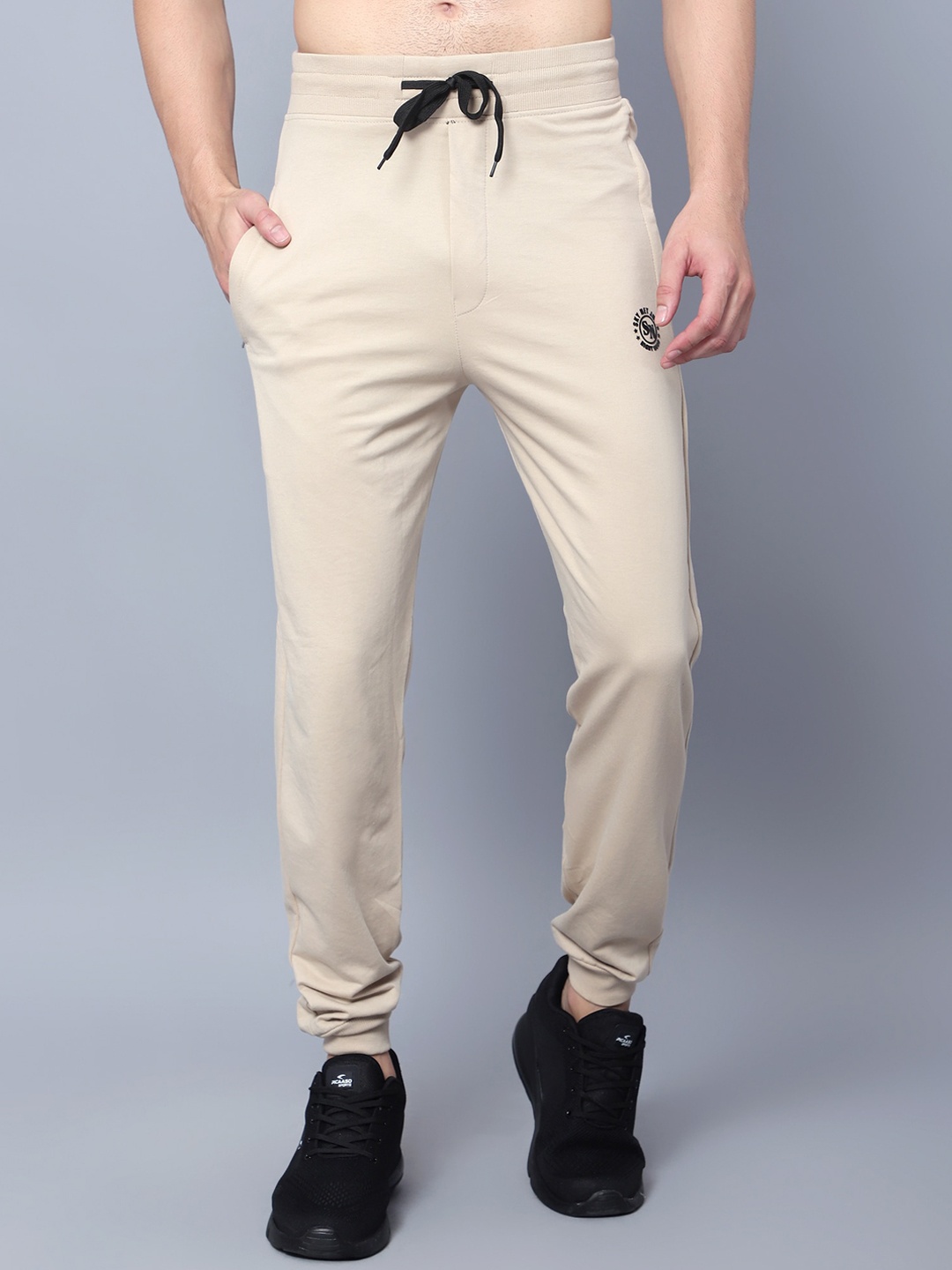 

SKY HEIGHTS Men Mid-Rise Cotton Joggers, Beige