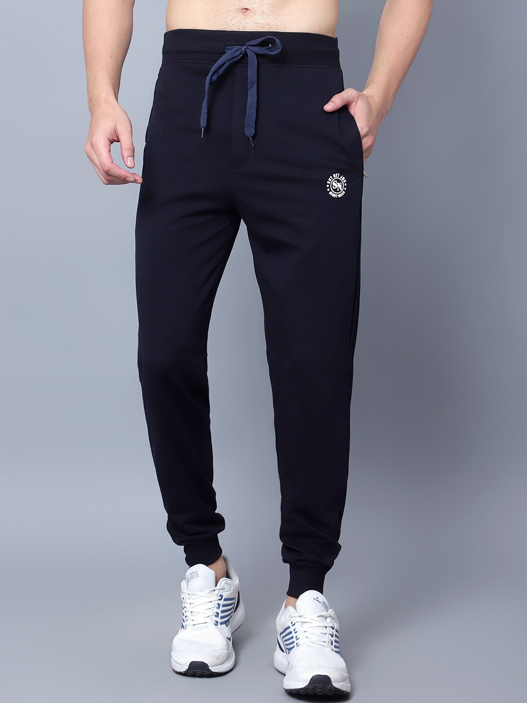 

SKY HEIGHTS Men Regular Fit Cotton Joggers, Navy blue