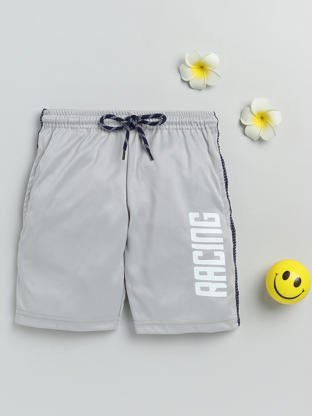 

Toonyport Boys Mid-Rise Typography Printed Casual Shorts, Grey