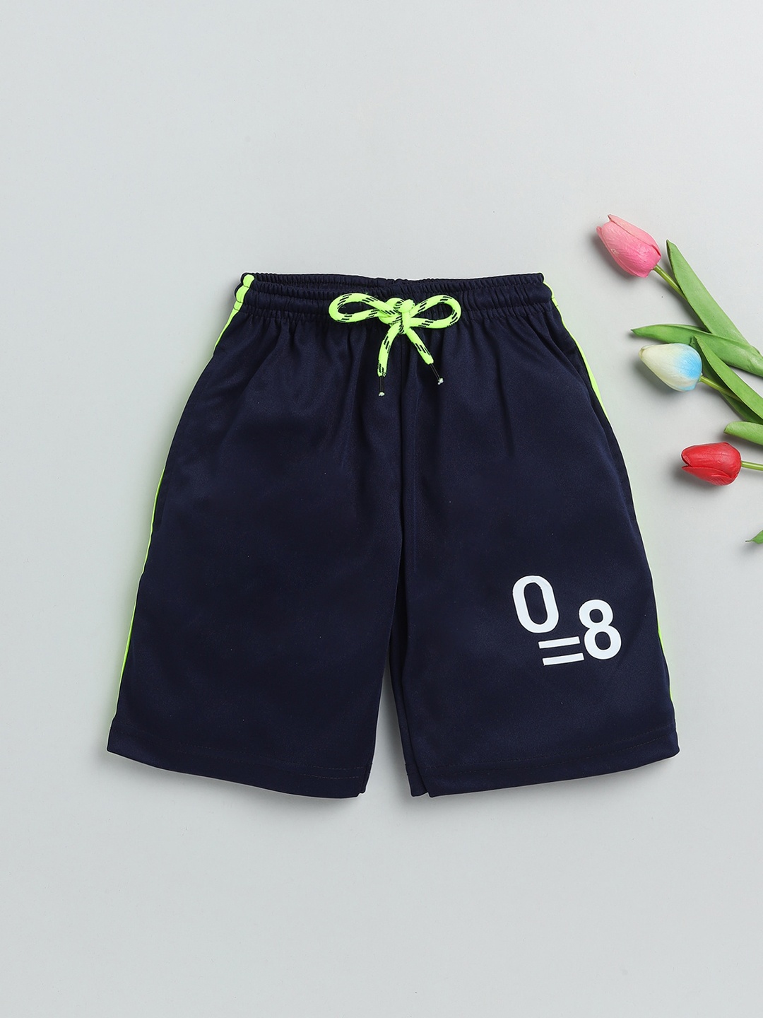 

Toonyport Boys Mid-Rise Typography Printed Casual Shorts, Navy blue