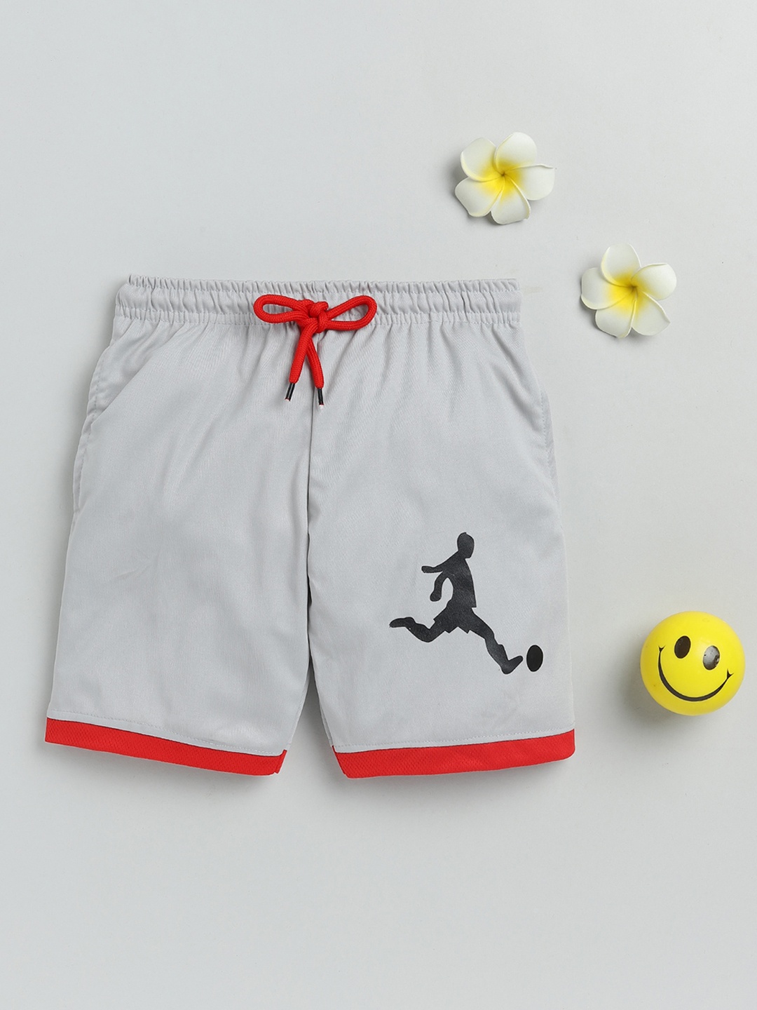 Toonyport Boys Mid-Rise Graphic Printed Casual Shorts, Grey