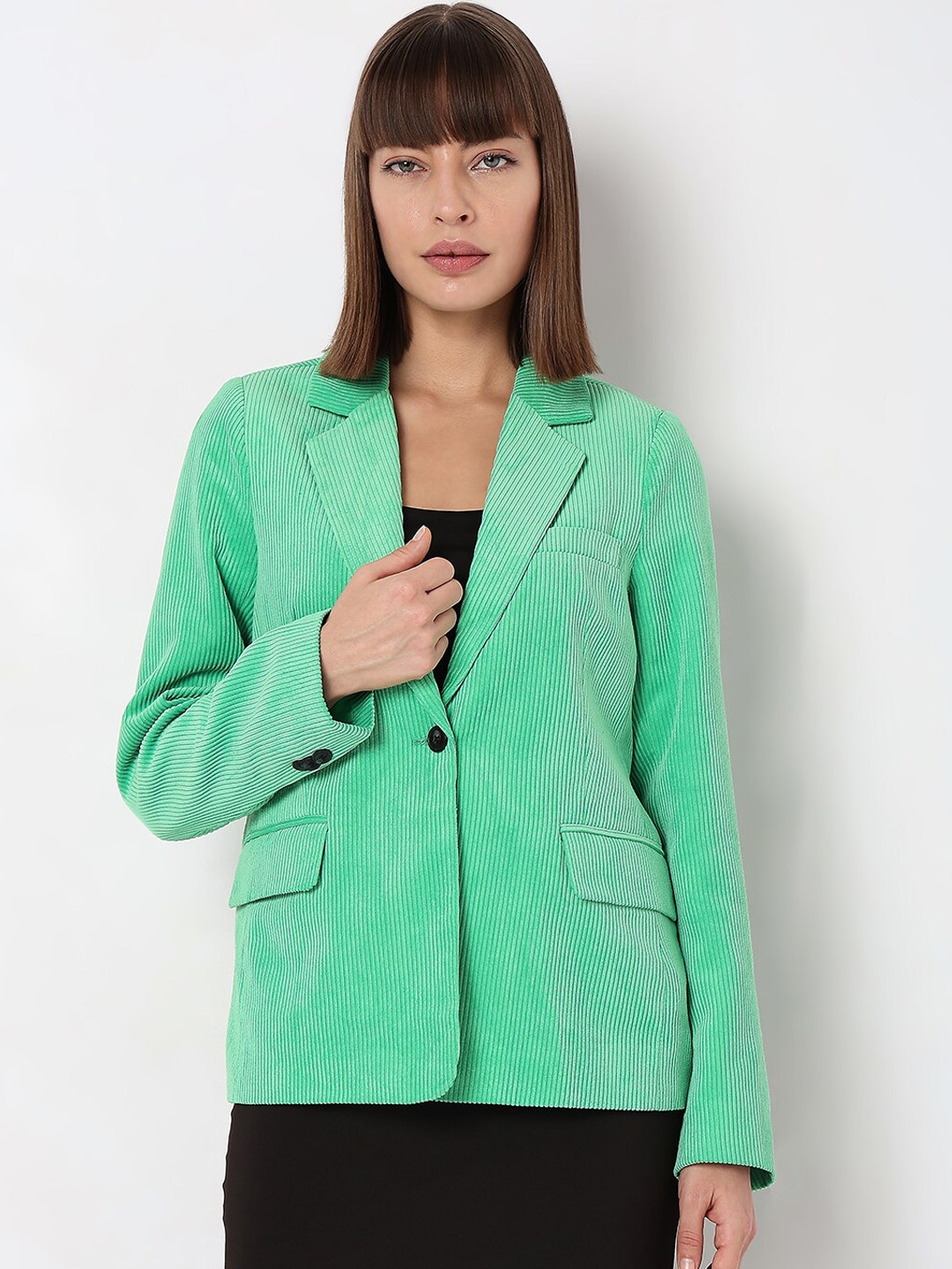 

Vero Moda Self-Design Single Breasted Blazer, Green