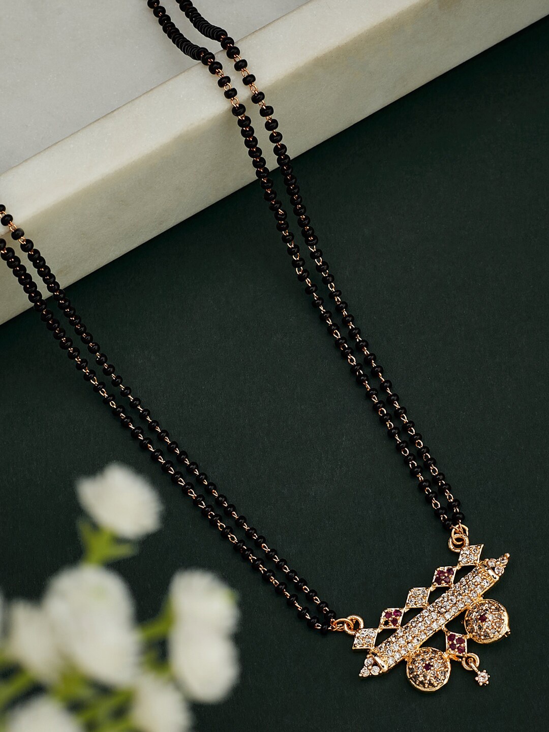 

ATIBELLE Rose Gold Plated & CZ Studded Mangalsutra