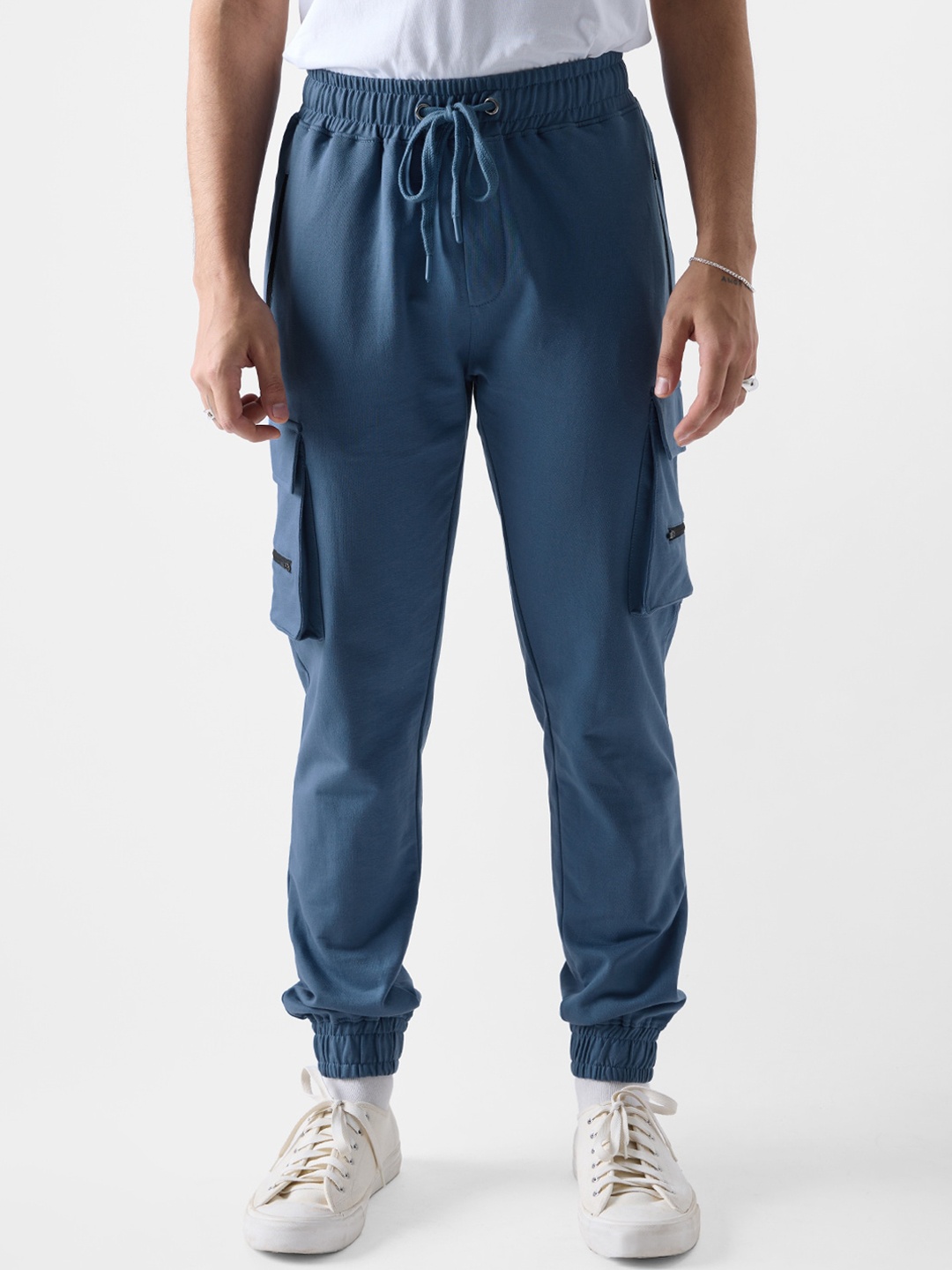 

The Souled Store Men Regular Fit Pure Cotton Cargo Jogger, Blue