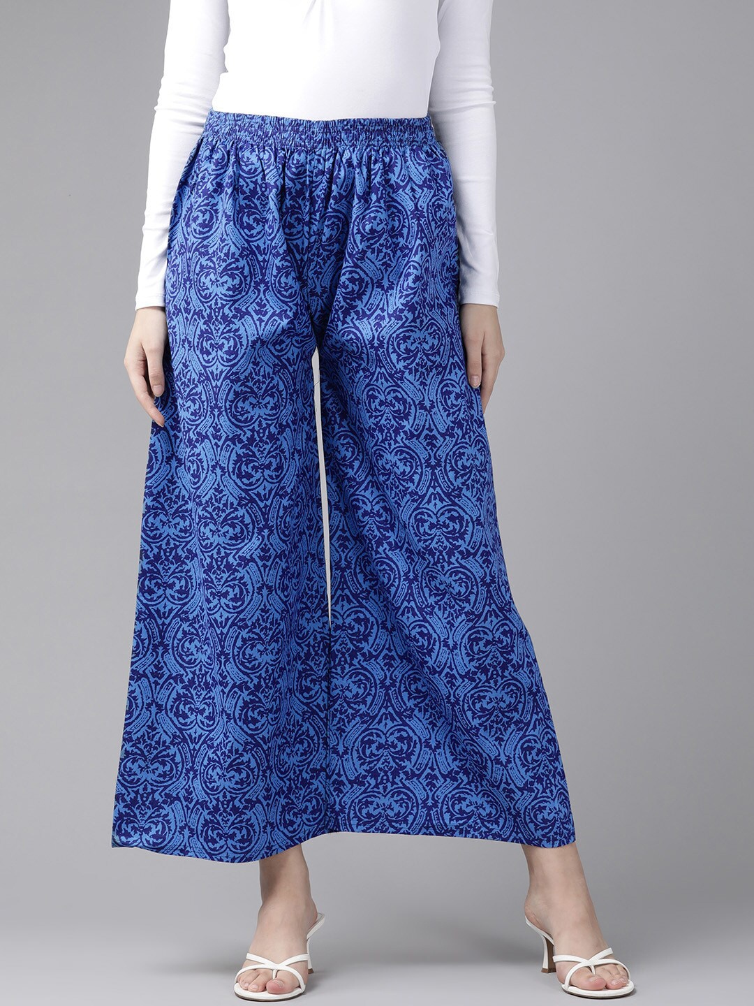 

BAESD Ethnic Motifs Printed Cropped Palazzos, Blue