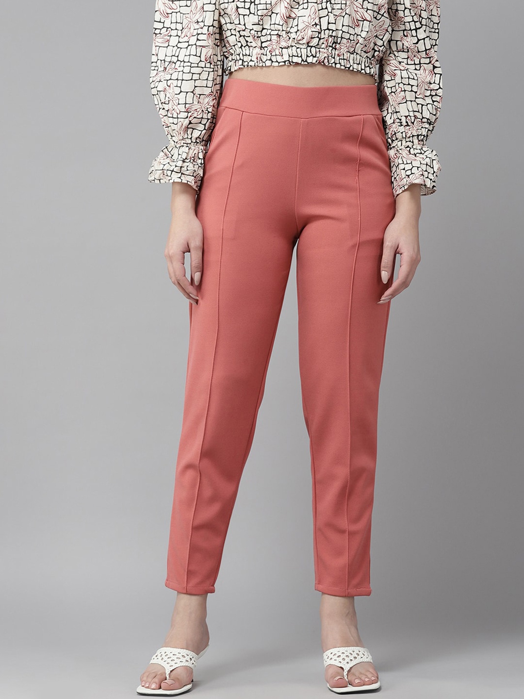 

BAESD Women High-Rise Regular Trouser, Peach