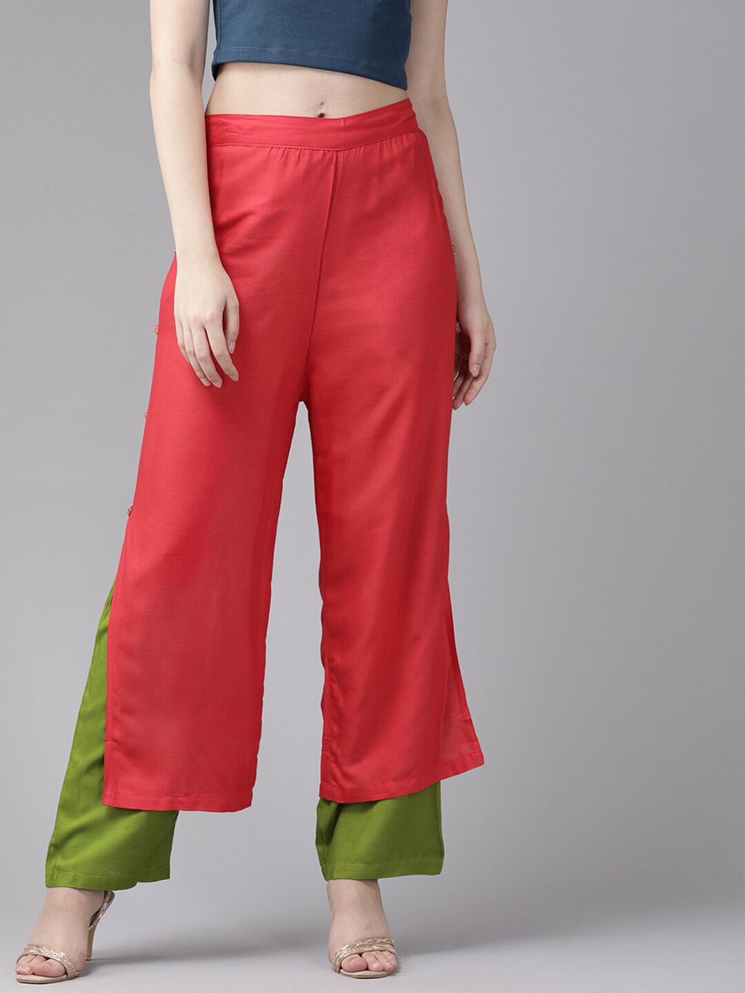 

BAESD Straight Cotton Palazzos, Red