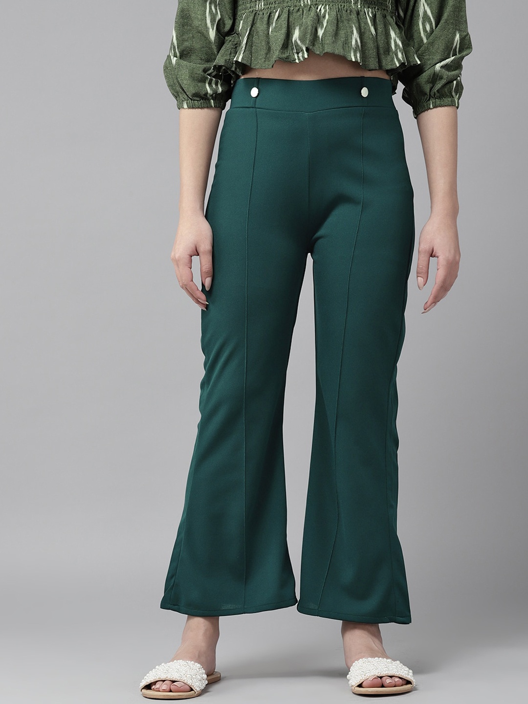 

BAESD Women Relaxed-Fit Bootcut Trousers, Green