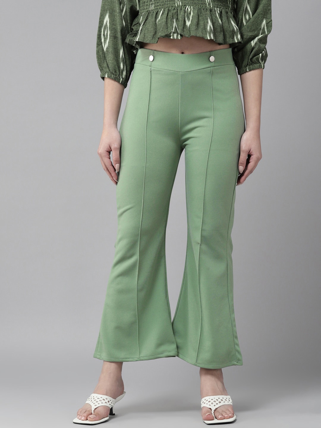 

BAESD Women Relaxed-Fit Bootcut Trousers, Green