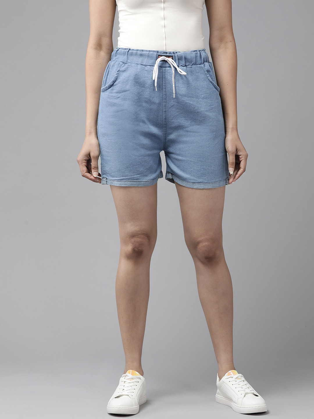 

BAESD Women High-Rise Denim Shorts, Blue