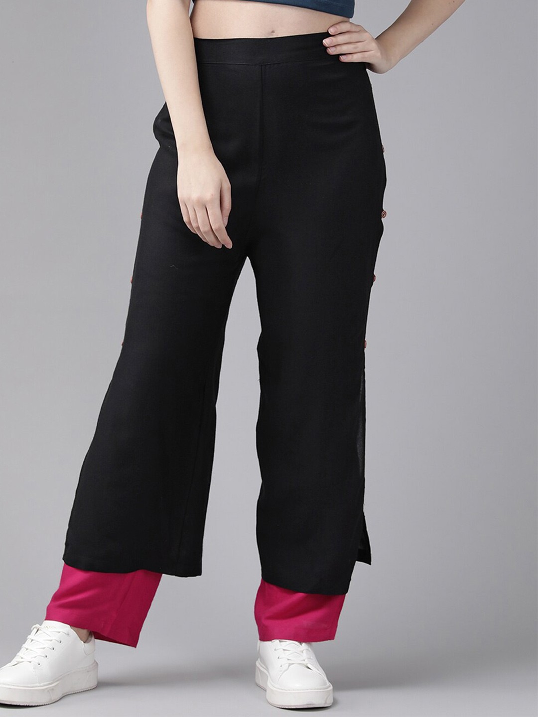 

BAESD Straight Cotton Palazzos, Black