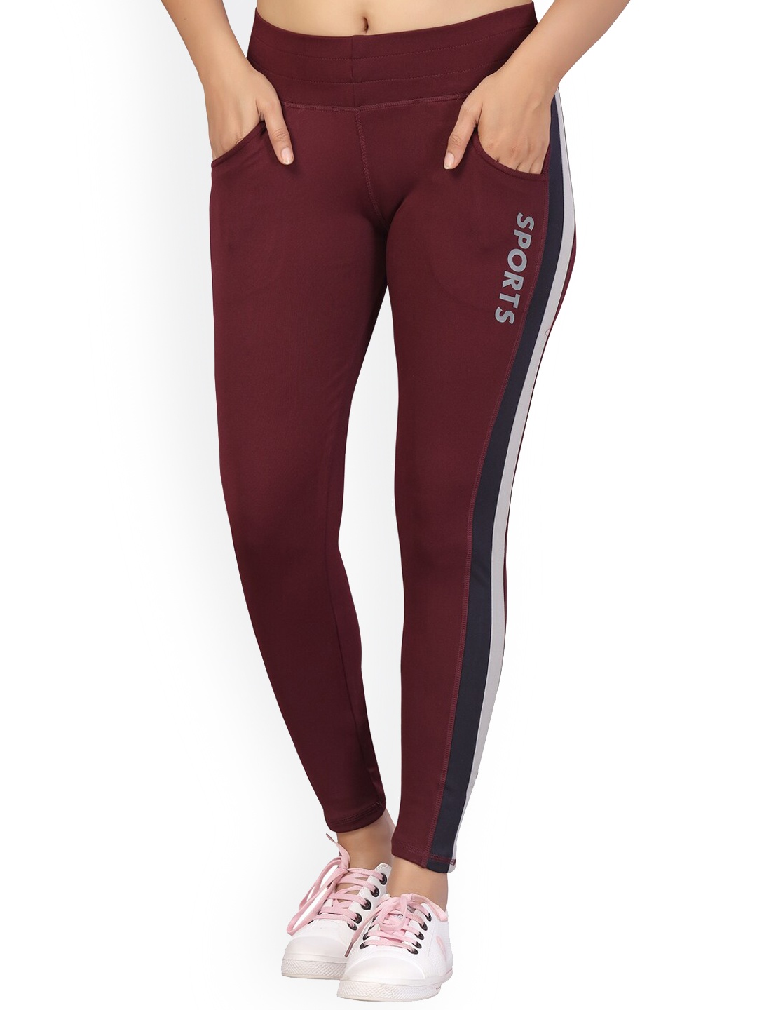 

BAESD Women Slim Fit Mid-Rise Rapid-Dry & e-dry technology Sports Track Pants, Maroon