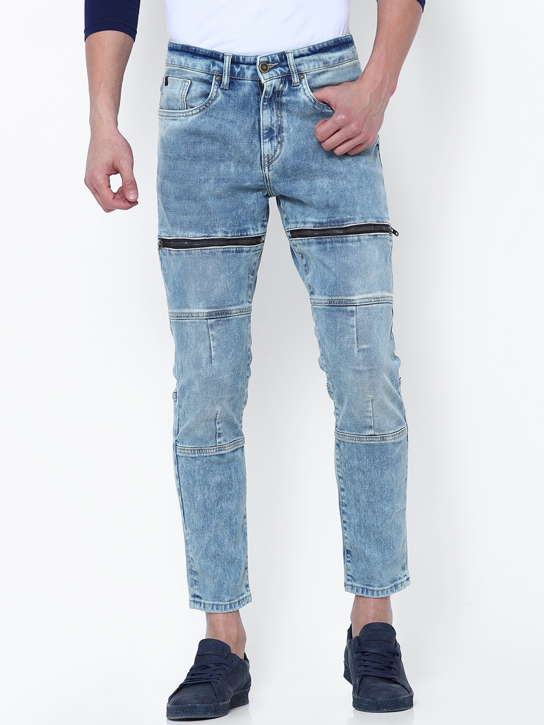

LOCOMOTIVE Men Blue Tapered Fit Mid-Rise Clean Look Stretchable Jeans