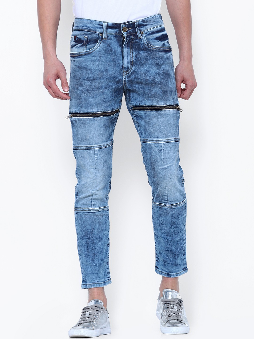 

LOCOMOTIVE Men Blue Tapered Fit Mid-Rise Clean Look Stretchable Jeans