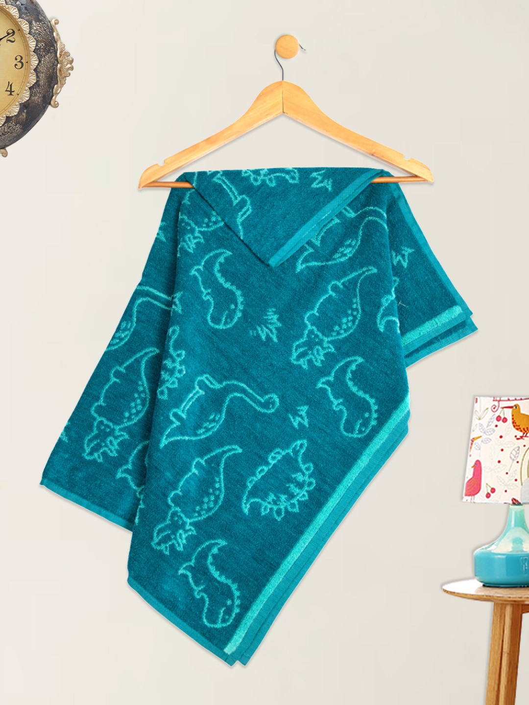 

MeeMee Unisex Kids Green Printed 200 GSM Bamboo Cotton Bath Towel