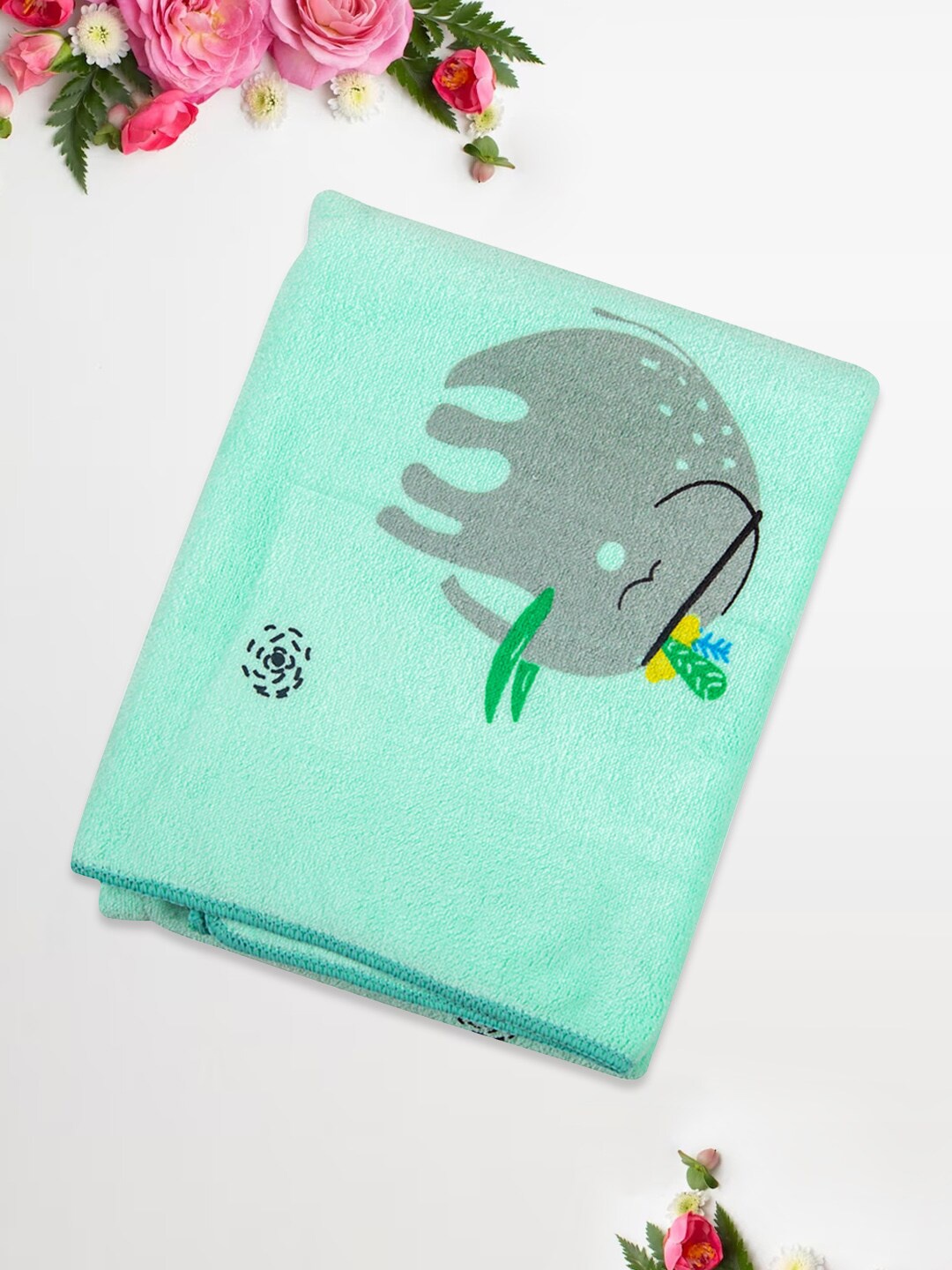 

MeeMee Unisex Kids Green Printed 200 GSM Bamboo Bath Towel