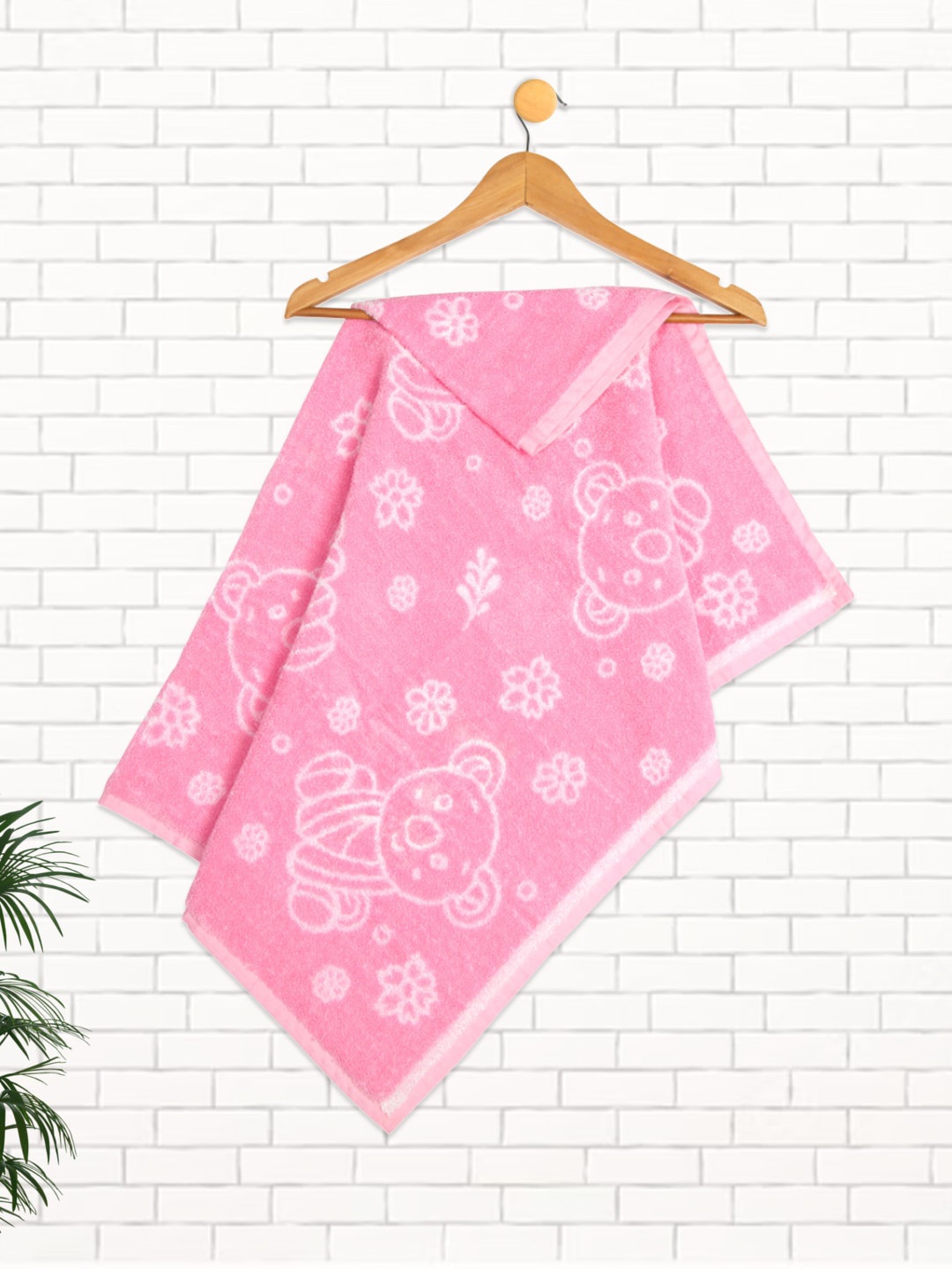 

MeeMee Unisex Kids Pink Printed 200 GSM Bamboo Cotton Bath Towel