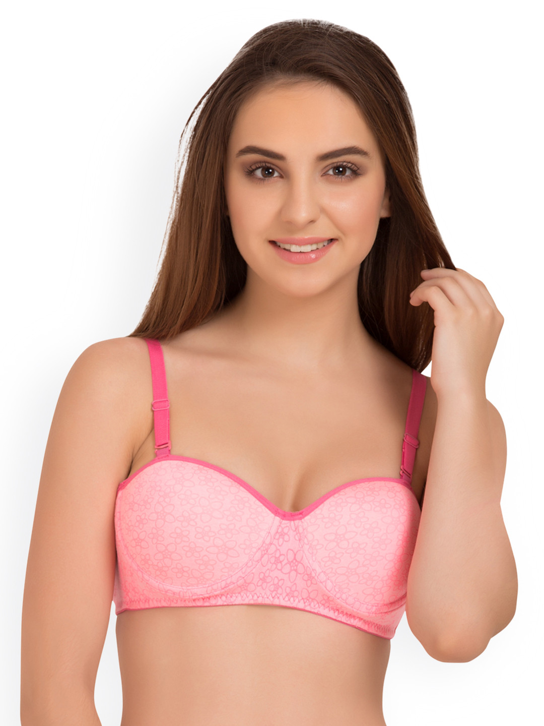 

Tweens Pink Printed Underwired Lightly Padded Balconette Bra TW_1221PR