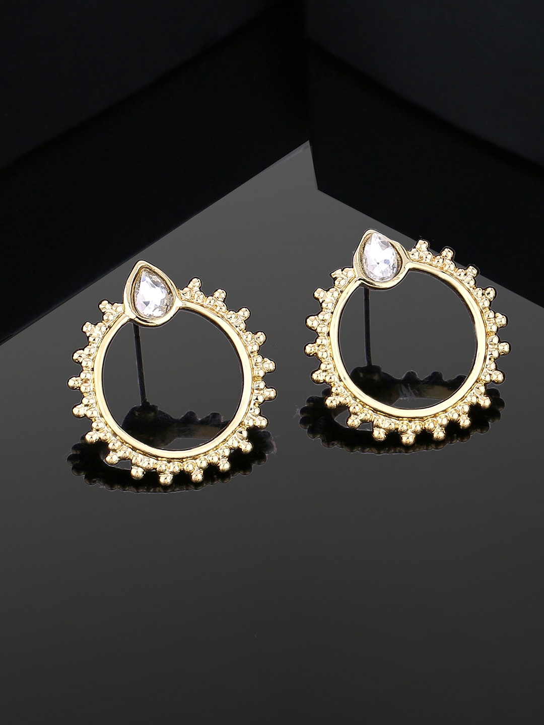 

Estele Gold Plated Crystals Studded Circular Stud Earrings