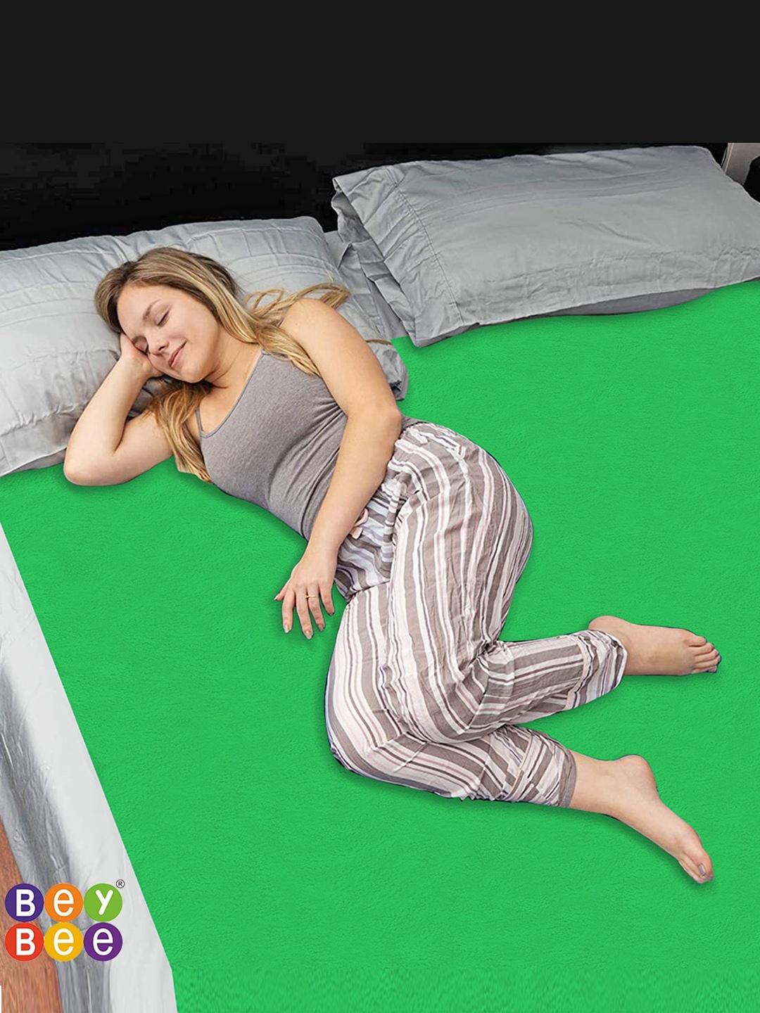 

BeyBee Green Cotton Waterproof Queen Size Mattress Protector
