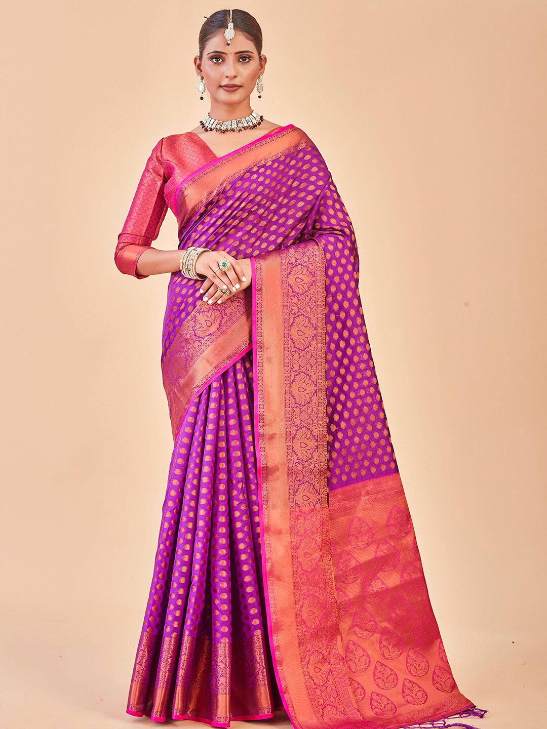 

Anouk Woven Design Zari Art Silk Banarasi Saree, Pink