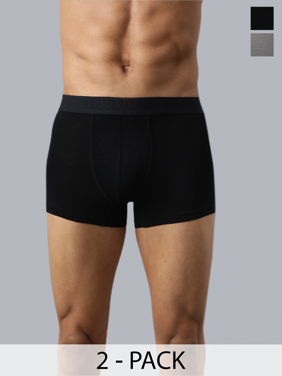 

Heelium Men Pack of 2 Bamboo Super Soft & Odour Free Comfort Fit Trunk, Black